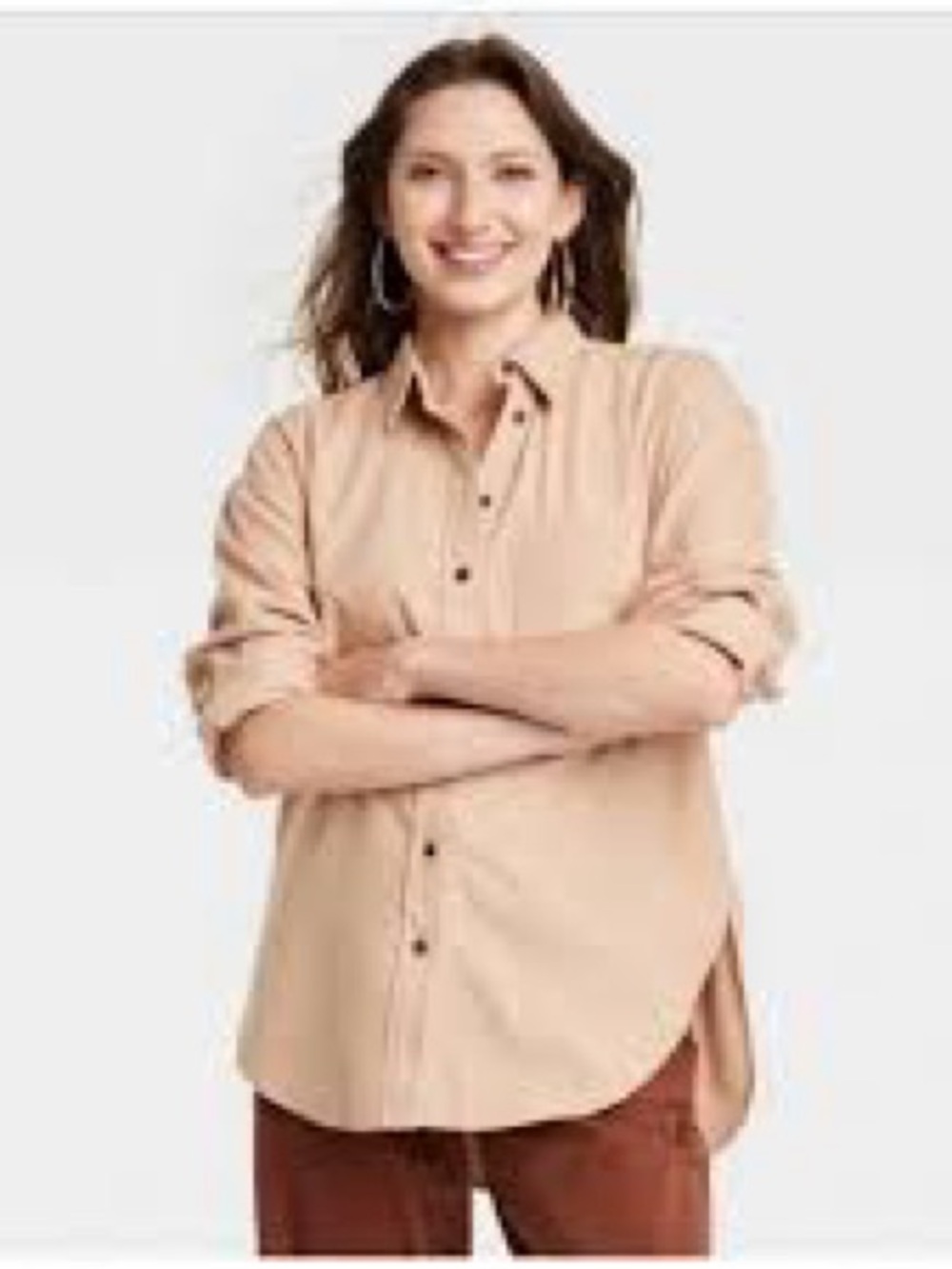 Universal Thread Men's Light Brown Button-Down Shirt